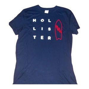 Boys Hollister navy blue T-shirt size small surfboard embroidery and appliqué